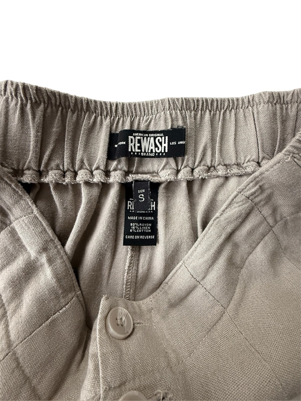 Capris linen mix Button-Front Elastic Waist Pants size 6 - Picture 4 of 5